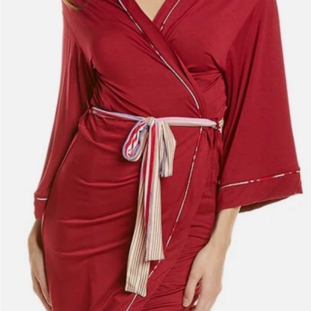 Hale Bob Red Women's Robe with Striped Belt